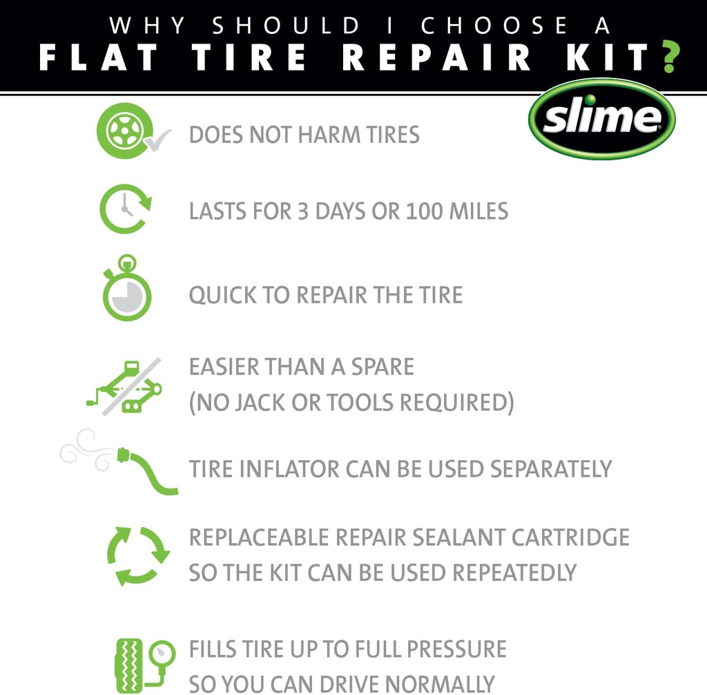Slime 50122 Flat Tire Puncture Emergency Kit with Sealant